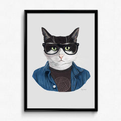 Nerd Cat Art Print