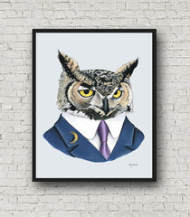 Oversized Horned Owl Print - 16x20 or 20x28 inches