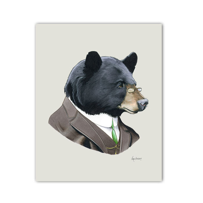 Bear Art Print - Black Bear Gentleman Bear Art Print - Black Bear Gentleman