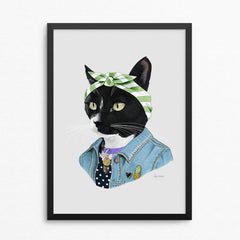 Cat art print - Black Cat Boss Lady