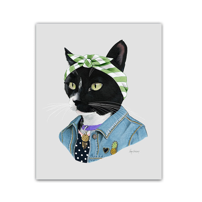 Cat art print - Black Cat Boss Lady Cat art print - Black Cat Boss Lady