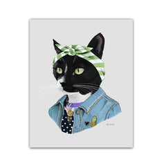 Cat art print - Black Cat Boss Lady