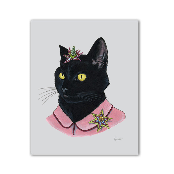 Cat Art Print - Black Cat Lady Cat Art Print - Black Cat Lady