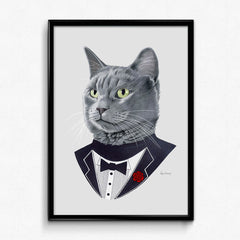 Cat Art Print - Grey Cat