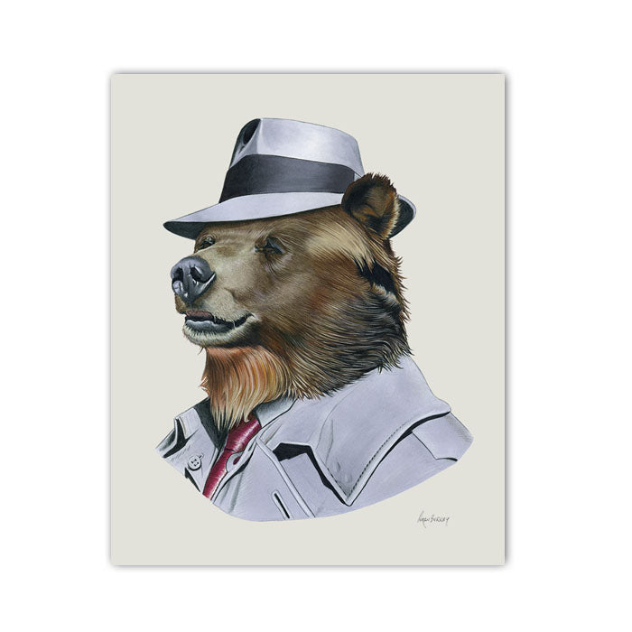 Bear Art Print - Grizzly Bear Gentleman Bear Art Print - Grizzly Bear Gentleman
