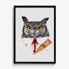 Owl Art Print - Horned Owl Lady