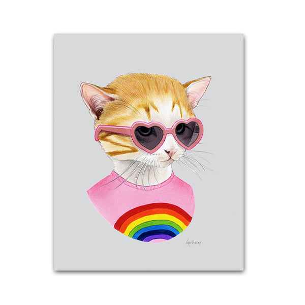 Cat art print - Rainbow Kitten