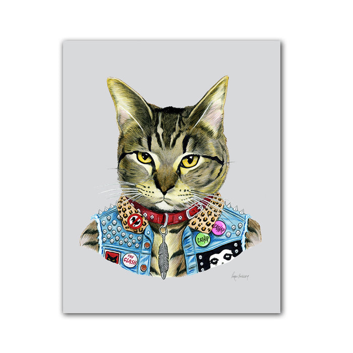 Cat art print - Punk Rock Cat Cat art print - Punk Rock Cat
