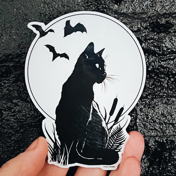 Vinyl Sticker - Black Cat/Full Moon