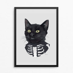 Skeleton Kitten Art Print