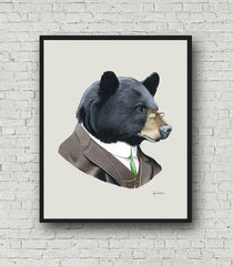 Oversized Black Bear Gentleman Print - 16x20 or 20x28 inches