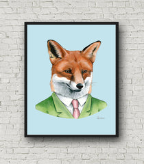 Oversized Fox Gentleman Print - 16x20 or 20x28 inches