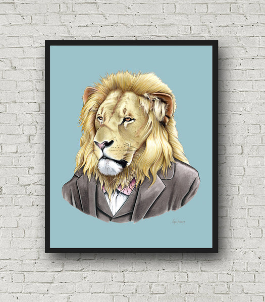 Oversized Lion Gentleman Print - 16x20 or 20x28 inches