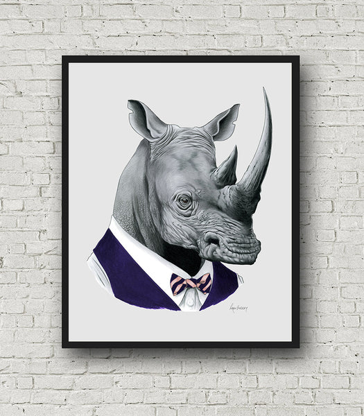 Oversized Rhino Gentleman Print - 16x20 or 20x28 inches