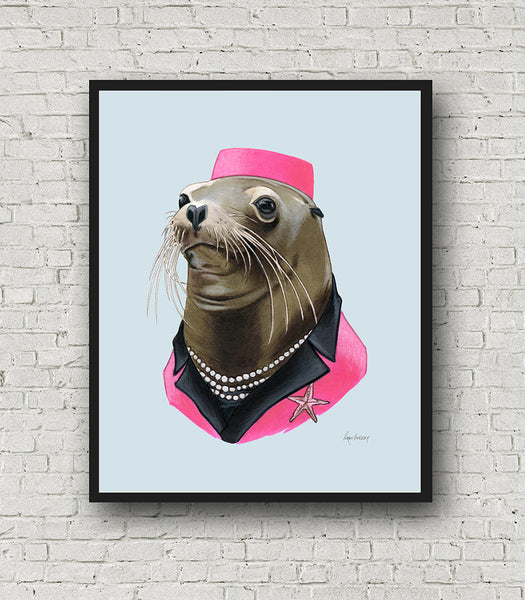 Oversized Sea Lion Lady Print - 16x20 or 20x28 inches