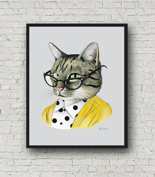 Oversized Tabby Cat Lady Print - 16x20 or 20x28 inches