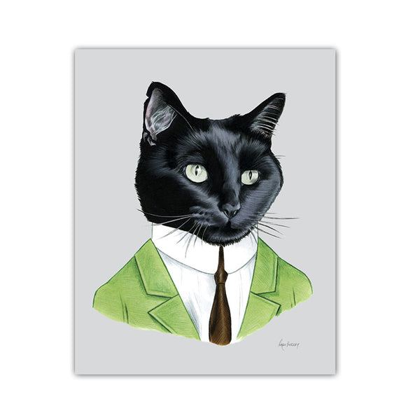 Cat Art Print - Black Cat Gentleman