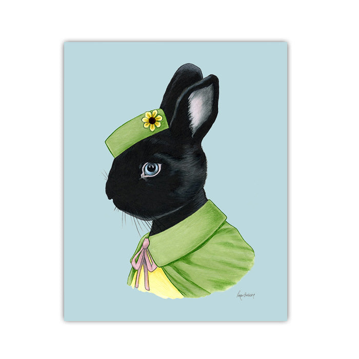 Rabbit Art Print - Black Rabbit Lady