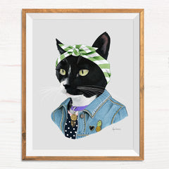 Cat art print - Black Cat Boss Lady