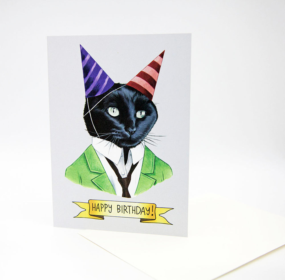 Happy Birthday Card - Party Cat