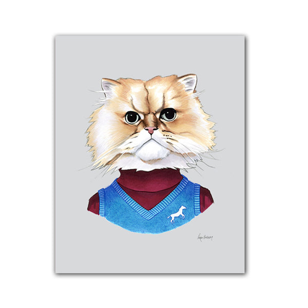 Cat art print - Fuzzy Cat Gentleman