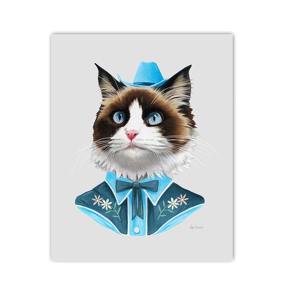 Cat Art Print - Cowboy Cat