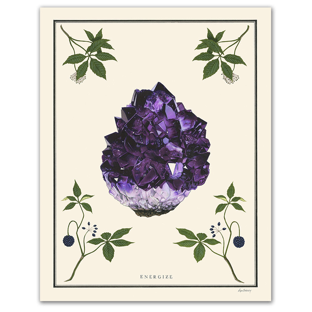 Energize - Natural Values Print - Amethyst - Crystal Art - Ginseng