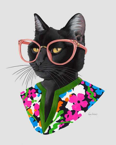 Fashionable Cat Wearing Coat Printable Wall Art Cat 