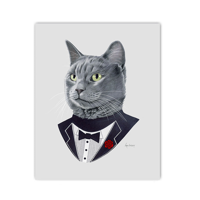 Cat Art Print - Grey Cat