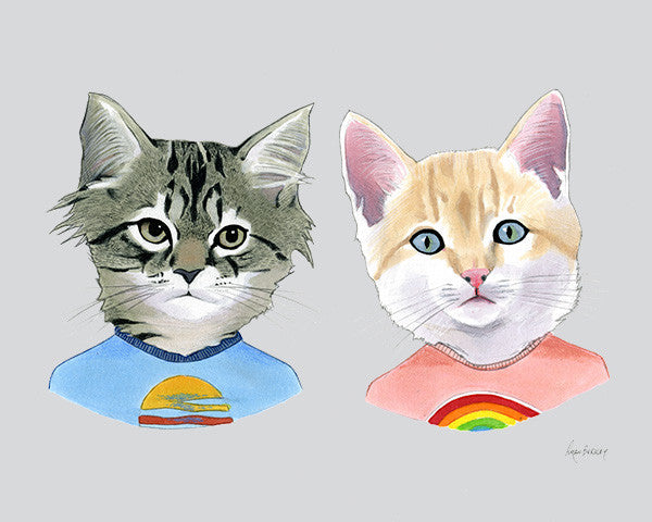 Cat Art Print - Kitten Duo