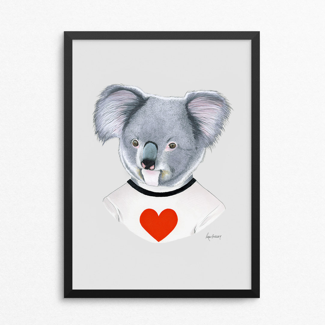 Rainbow Koala Wearing Love Heart Glasses Duvet Cover by Random