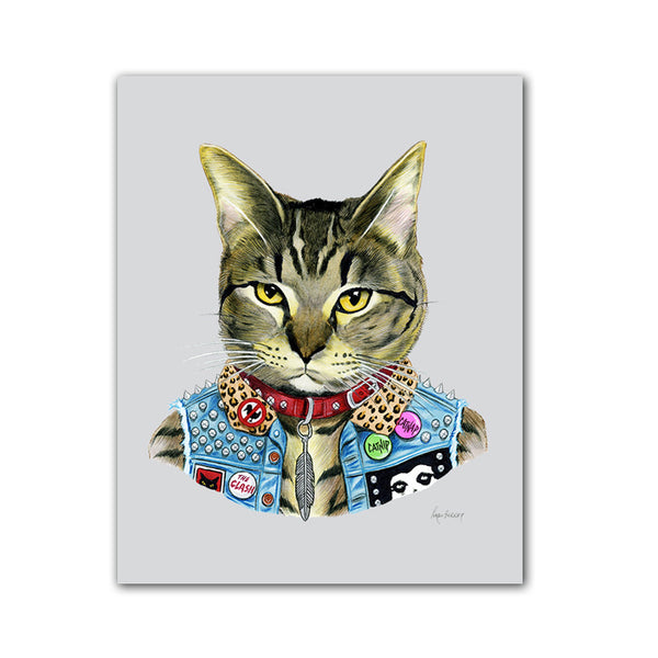 Cat art print - Punk Rock Cat