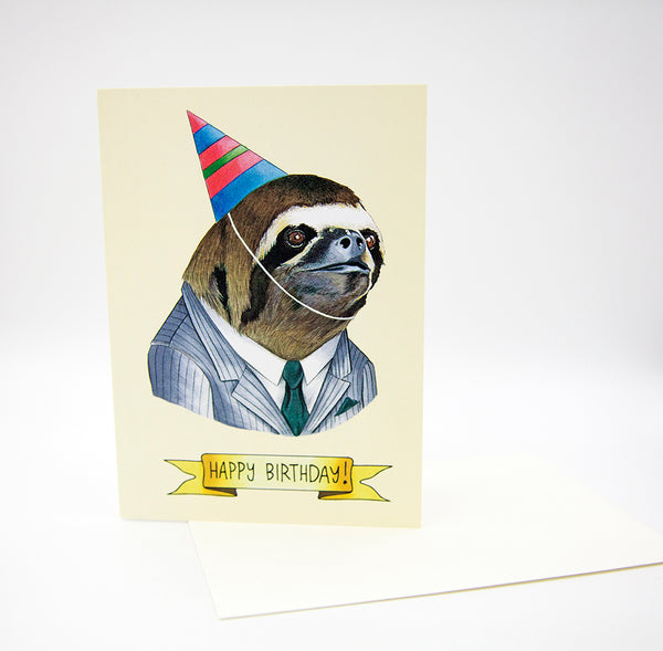 Happy Birthday Card - Party Sloth