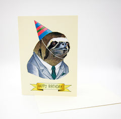 Happy Birthday Card - Party Sloth
