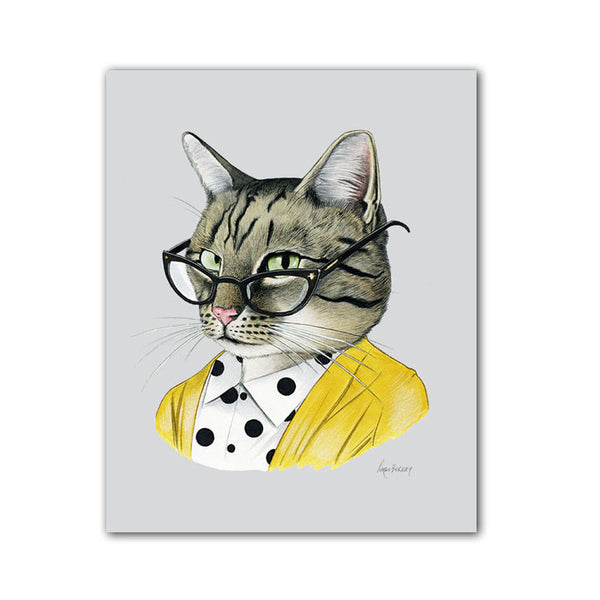 Cat art print - Tabby Cat Lady