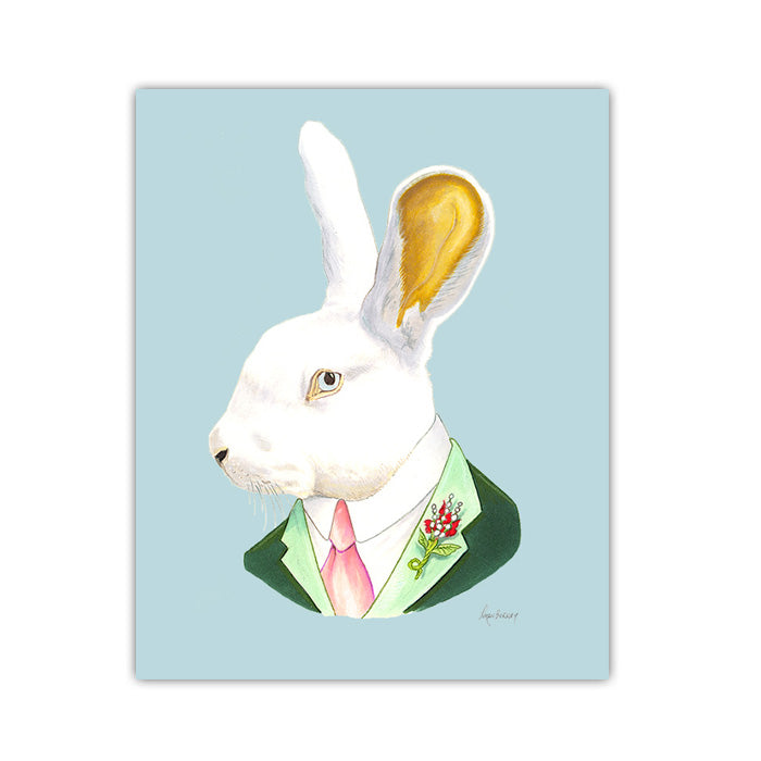 Rabbit Art Print - White Rabbit Gentleman